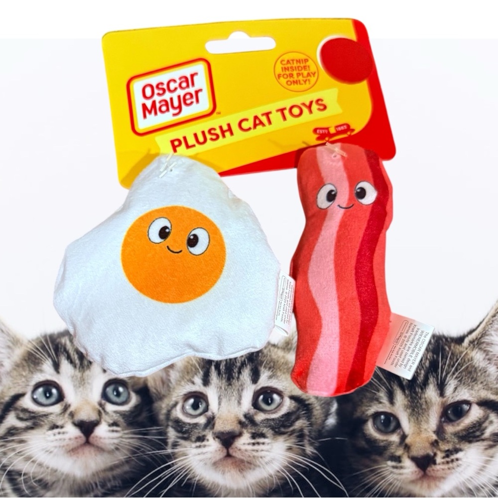 Oscar Mayer bacon egg cat kitten toy plush catnip new